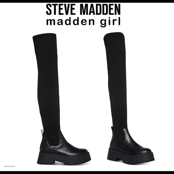Steve Madden- Scoop Over-the-Knee Knit Lug Sole Boot (NWT) - Picture 15 of 16